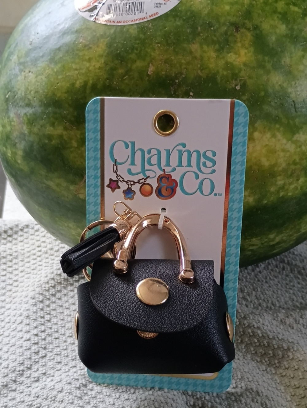 Chaser Black Mini Handbag Key & Card Holder with Gold Hardware